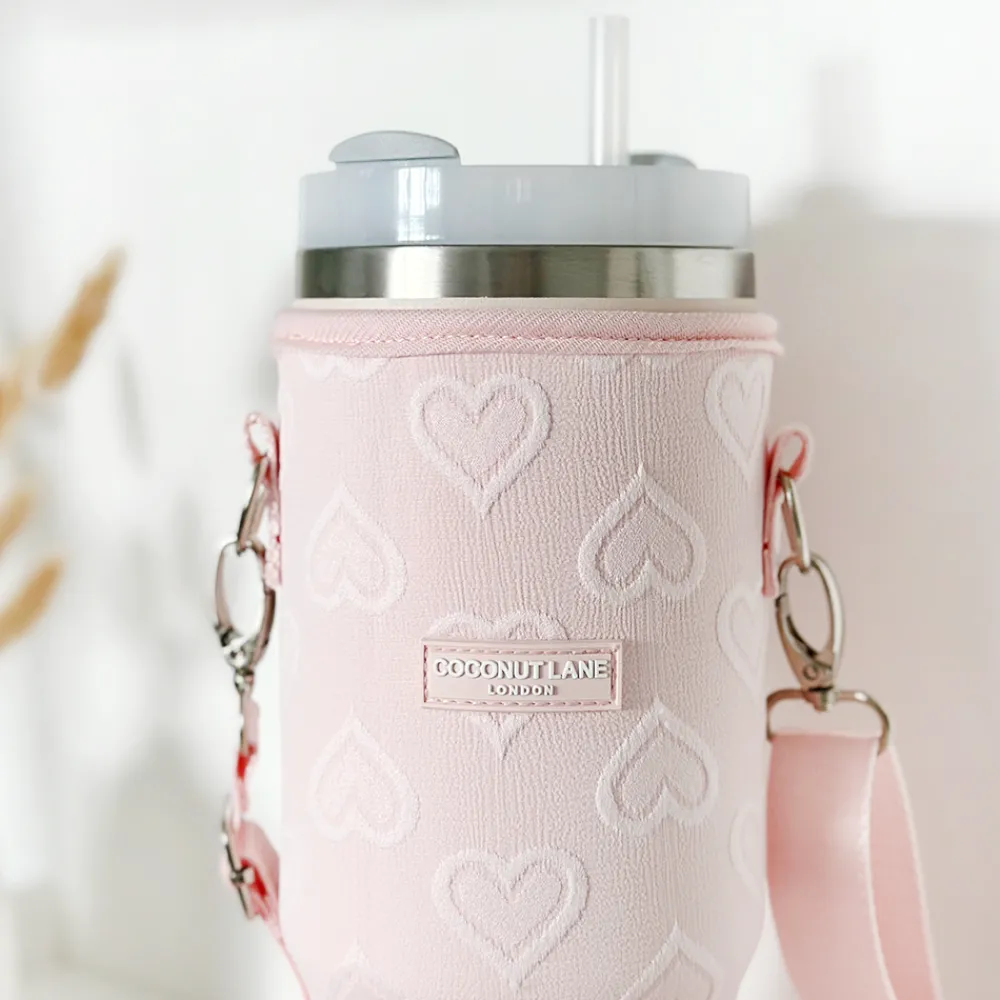 Cocopup Tumbler Carry Cases-Baby Pink Heart Tumbler Carry Case by Coconut Lane