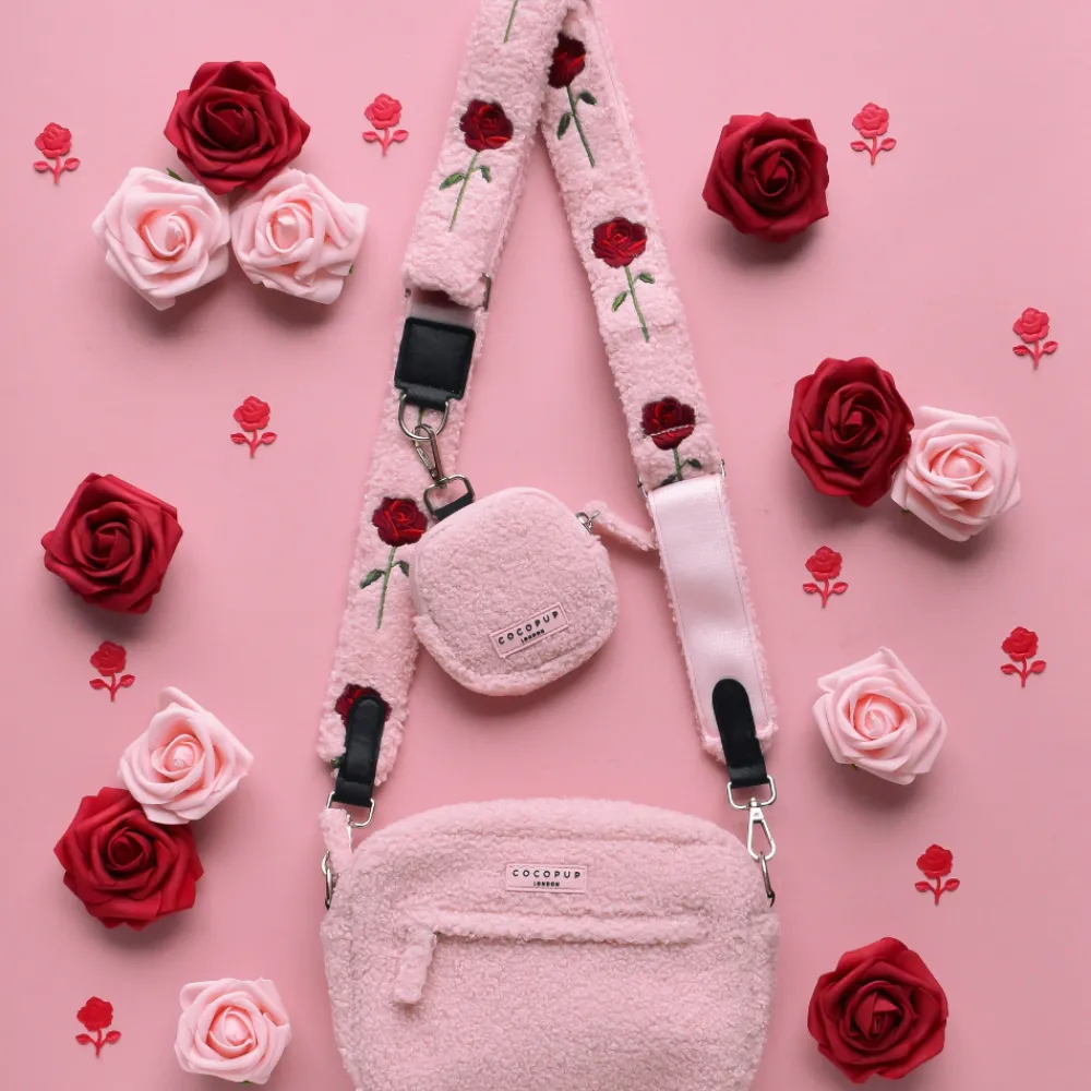 Cocopup Bag Straps-Bag Strap - Embroidered Roses Teddy