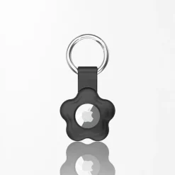 Cocopup Airtag Cases-Black Flower Silicone AirTag Case by Coconut Lane