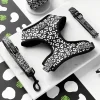 Cocopup Adjustable Harness Bundles-Black Leopard Adjustable Neck Harness, Lead & Collar Bundle