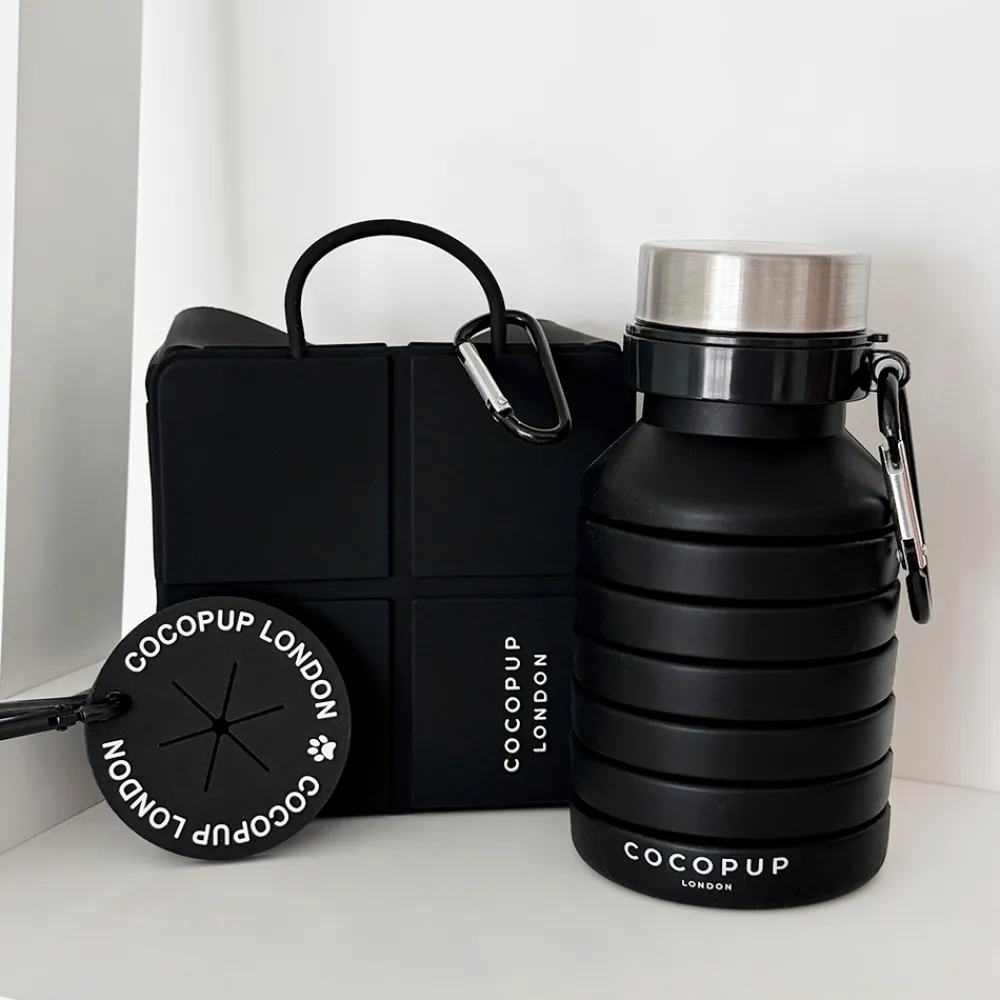 Cocopup Travel Bundle | Travel Bundle-Black Travel Bundle - Water Bottle, Poop Pocket, Foldable Bowl