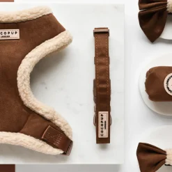 Cocopup Adjustable Harness Bundles-Brown Aviator Adjustable Neck Harness, Lead & Collar Bundle
