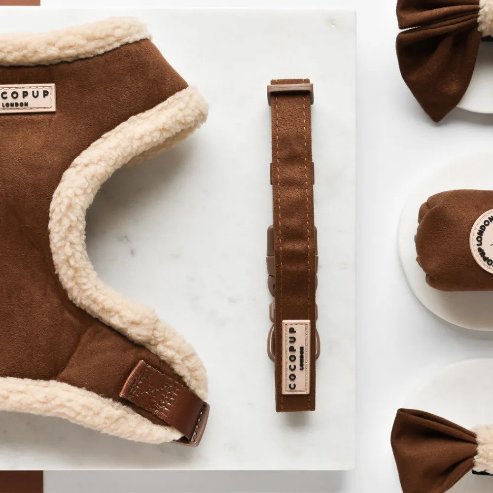 Cocopup Adjustable Harness Bundles-Brown Aviator Adjustable Neck Harness, Lead & Collar Bundle