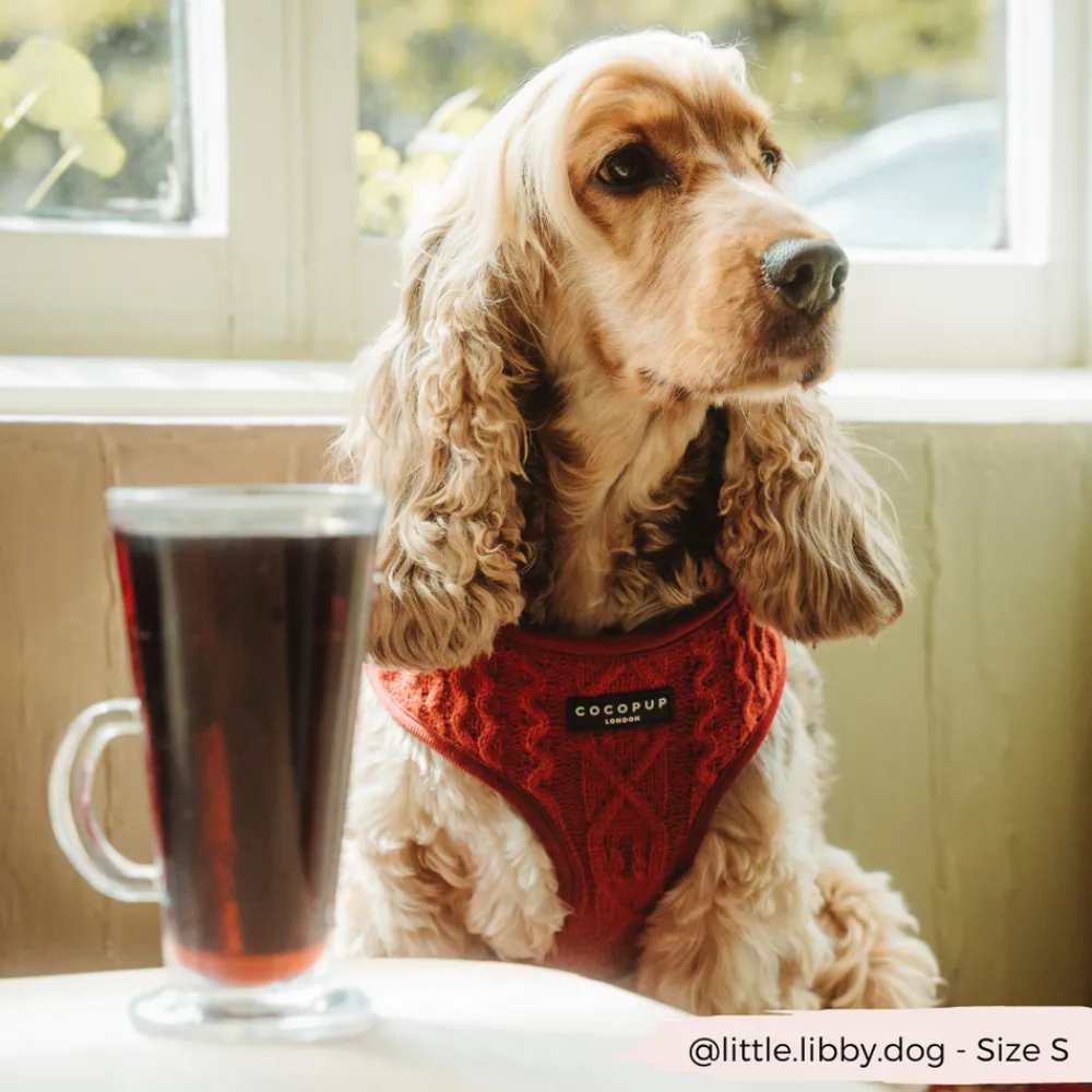 Cocopup Adjustable Neck Harnesses-Cable Knit Jumper Adjustable Neck HARNESS - Mulled Pup Wine