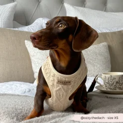 Cocopup Adjustable Neck Harnesses-Cable Knit Jumper Adjustable Neck HARNESS - Vanilla Puppucino