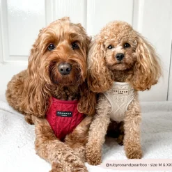 Cocopup Adjustable Neck Harnesses-Cable Knit Jumper Adjustable Neck HARNESS - Mulled Pup Wine
