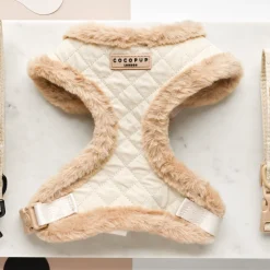 Cocopup Adjustable Neck Harnesses-Cream Quilted Adjustable Neck HARNESS