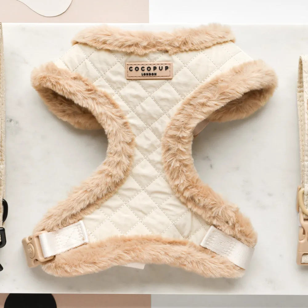 Cocopup Adjustable Neck Harnesses-Cream Quilted Adjustable Neck HARNESS