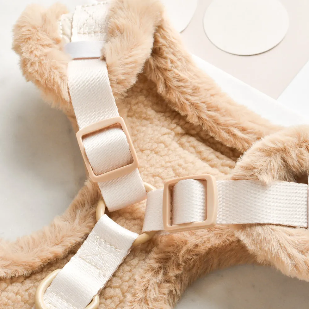 Cocopup Adjustable Harness Bundles-Cream Quilted Adjustable Neck Harness, Lead & Collar Bundle