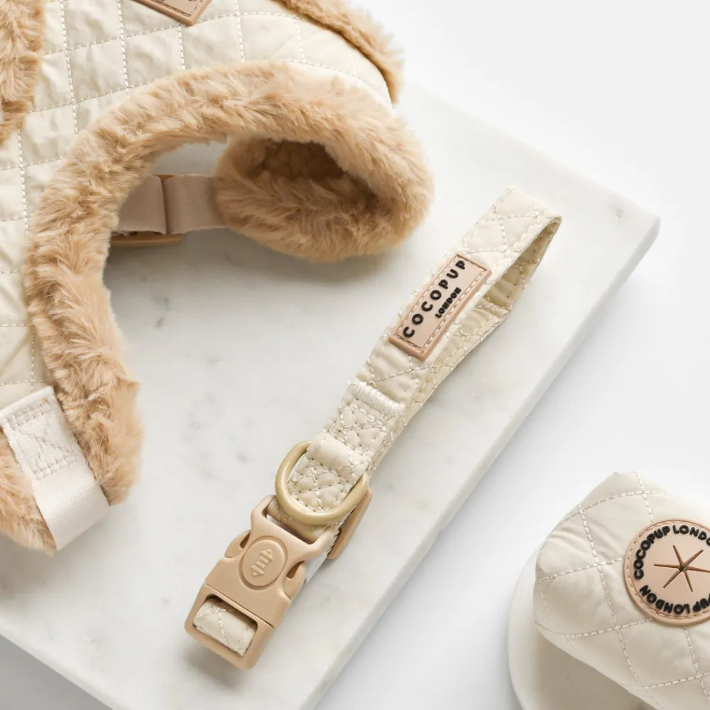 Cocopup Collars | Puppy Leads & Collars-Cream Quilted COLLAR