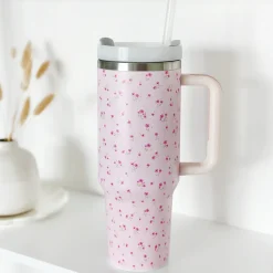 Cocopup Tumblers-Ditsy Floral Pink Stainless Steel Tumbler - By Coconut Lane
