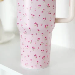 Cocopup Tumblers-Ditsy Floral Pink Stainless Steel Tumbler - By Coconut Lane