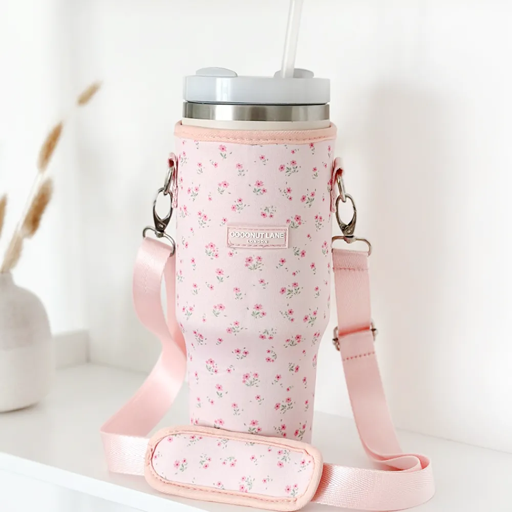 Cocopup Tumbler Carry Cases-Ditsy Floral Pink Tumbler Carry Case by Coconut Lane