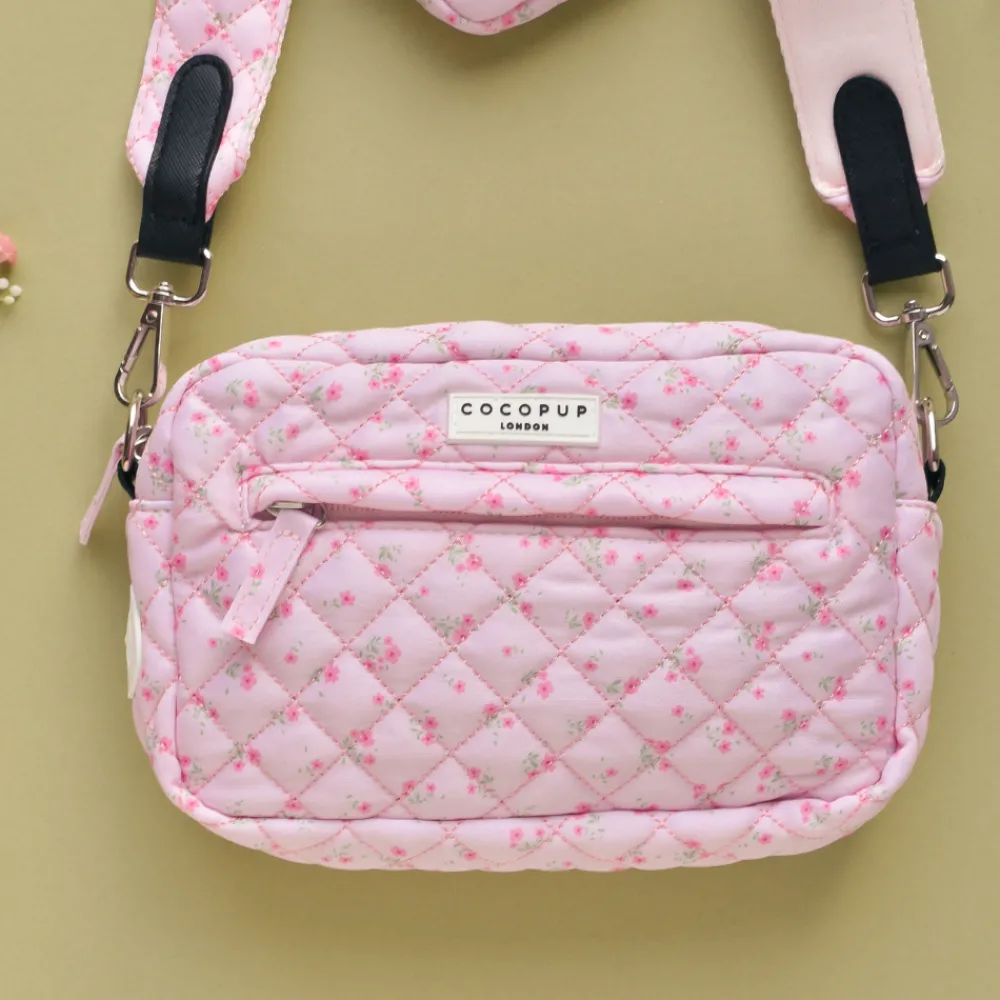 Cocopup Dog Walking Bags-Dog Walking Bag - Quilted Ditsy Floral Pink