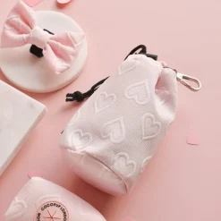 Cocopup Drawstring Treat Pouches-Drawstring Treat Pouch - Baby Pink Heart