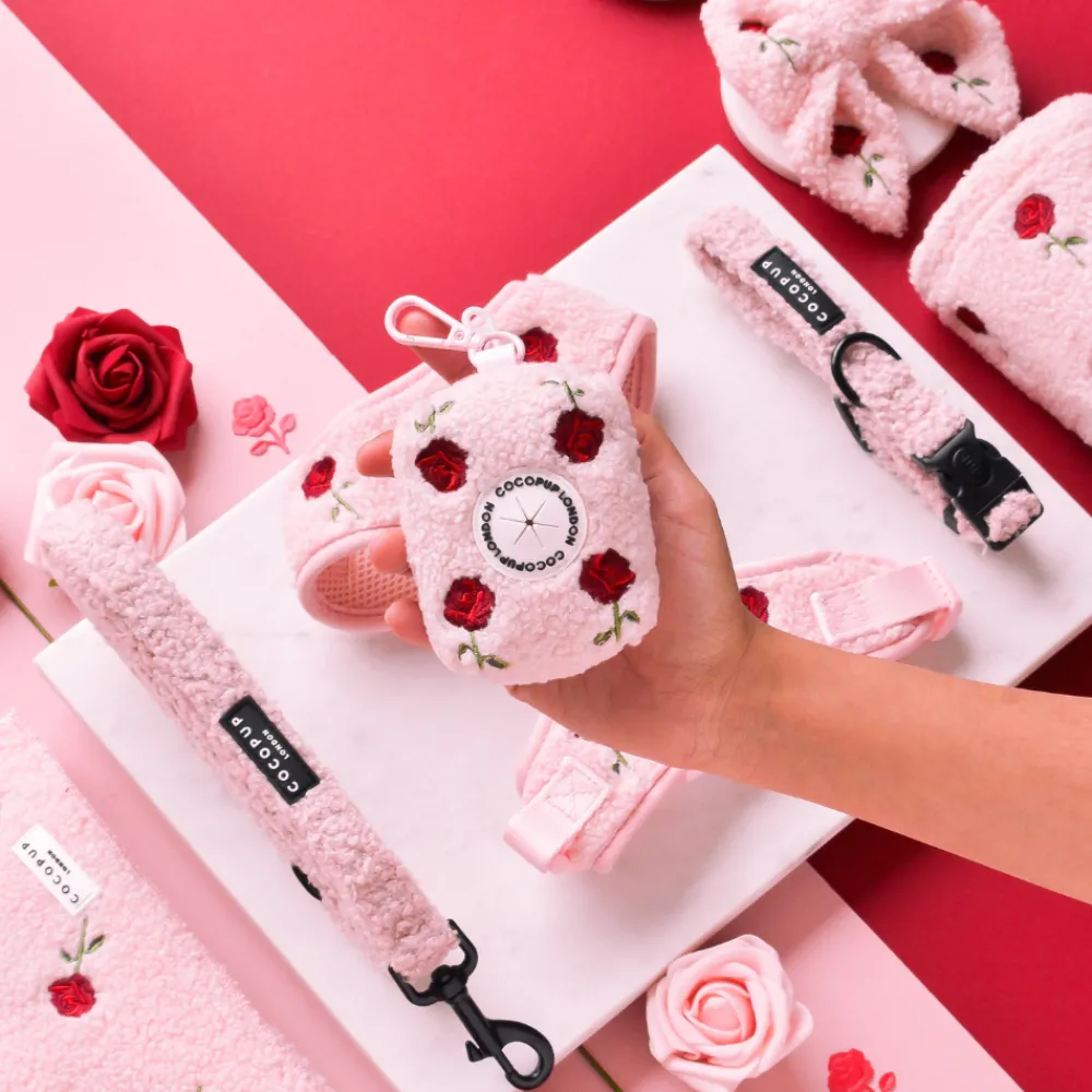 Cocopup Poop Bag Holders | Poop Bag Holders-Embroidered Roses Teddy Poop Bag Holder