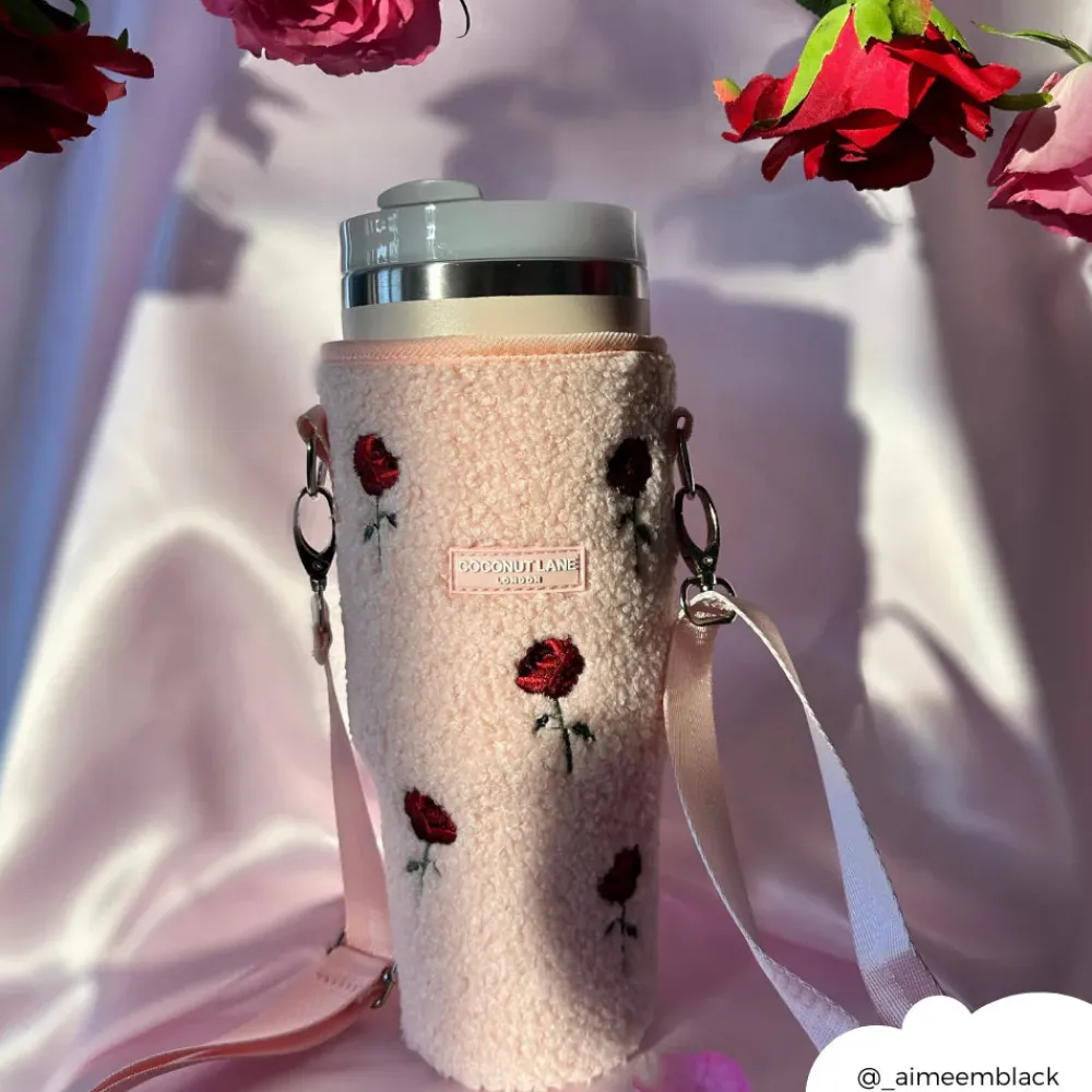 Cocopup Tumbler Carry Cases-Embroidered Roses Tumbler Carry Case by Coconut Lane