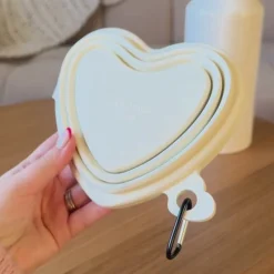 Cocopup Foldable Bowls | Foldable Bowls-Heart Collapsible Bowl - Cream