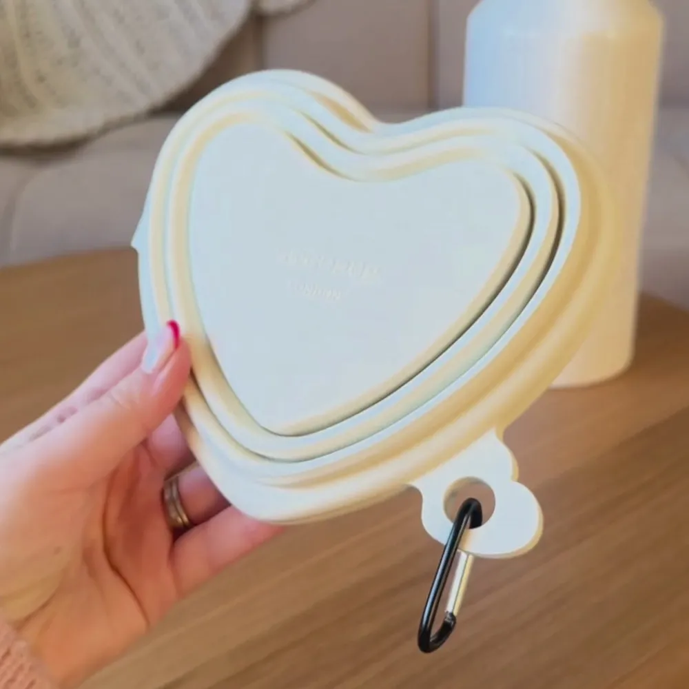 Cocopup Foldable Bowls | Foldable Bowls-Heart Collapsible Bowl - Cream
