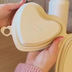 Cocopup Foldable Bowls | Foldable Bowls-Heart Collapsible Bowl - Cream