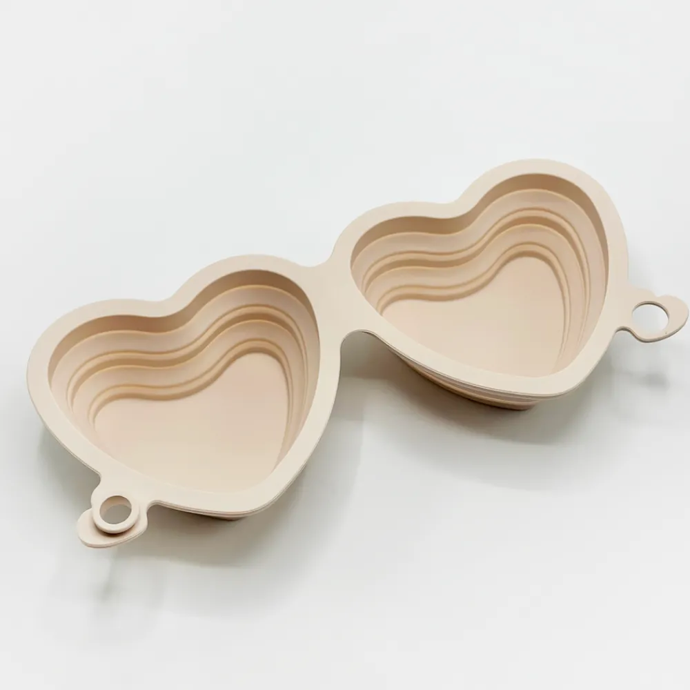 Cocopup Foldable Bowls | Foldable Bowls-Heart Collapsible Bowl - Pink