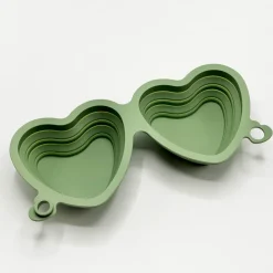 Cocopup Foldable Bowls | Foldable Bowls-Heart Collapsible Bowl - Sage