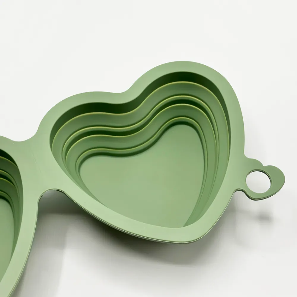Cocopup Foldable Bowls | Foldable Bowls-Heart Collapsible Bowl - Sage