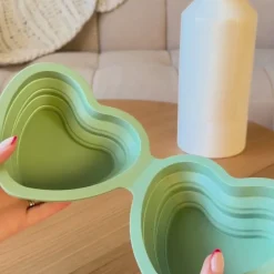 Cocopup Foldable Bowls | Foldable Bowls-Heart Collapsible Bowl - Sage
