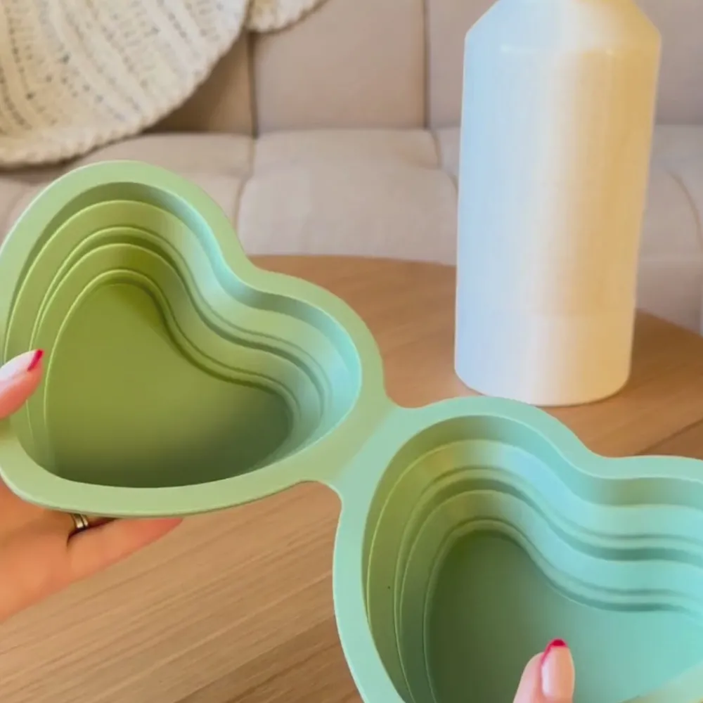 Cocopup Foldable Bowls | Foldable Bowls-Heart Collapsible Bowl - Sage