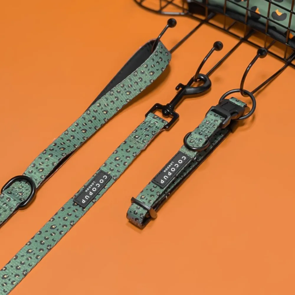 Cocopup Adjustable Harness Bundles-Khaki Leopard Adjustable Neck Harness, Lead & Collar Bundle