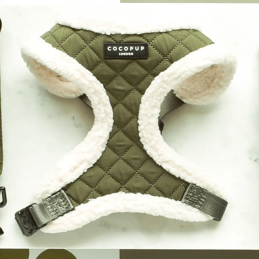 Cocopup Adjustable Neck Harnesses-Khaki Quilted Adjustable Neck HARNESS