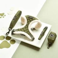 Cocopup Adjustable Neck Harnesses-Khaki Quilted Adjustable Neck HARNESS