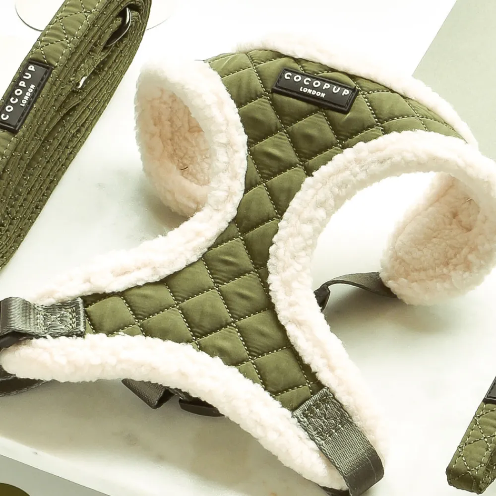 Cocopup Adjustable Neck Harnesses-Khaki Quilted Adjustable Neck HARNESS