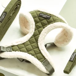 Cocopup Adjustable Harness Bundles-Khaki Quilted Adjustable Neck Harness, Lead & Collar Bundle
