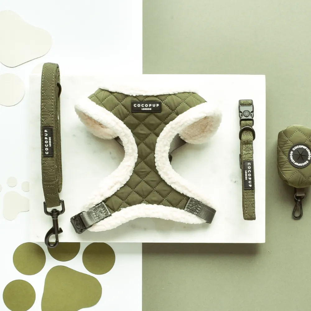 Cocopup Collars | Puppy Leads & Collars-Khaki Quilted COLLAR
