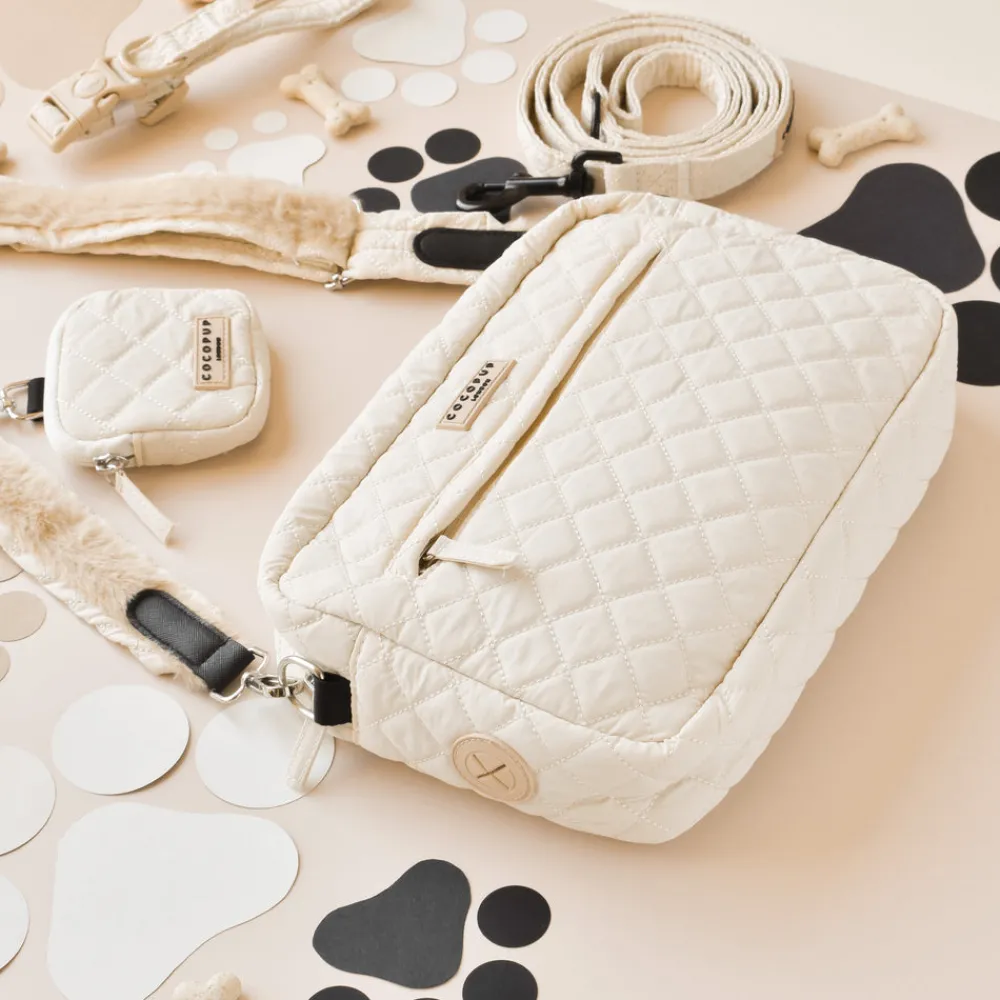Cocopup Large Dog Walking Bags-Large Dog Walking Bag - Cream Quilted