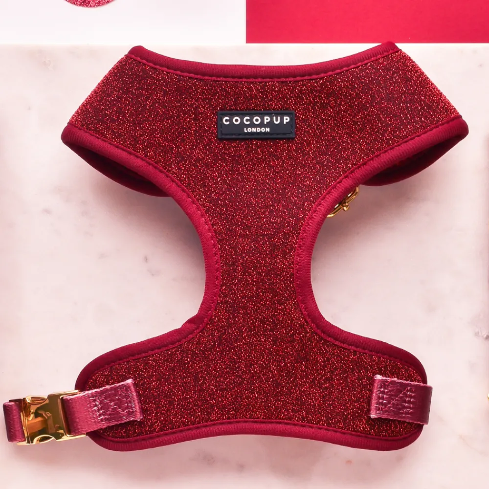 Cocopup Adjustable Neck Harnesses-Limited Edition Burgundy Sparkle Pup Adjustable Neck HARNESS