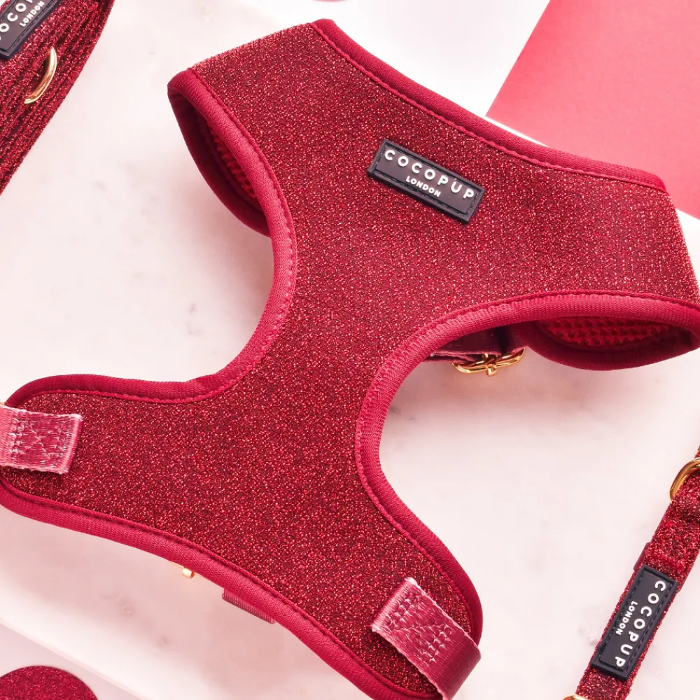 Cocopup Adjustable Neck Harnesses-Limited Edition Burgundy Sparkle Pup Adjustable Neck HARNESS