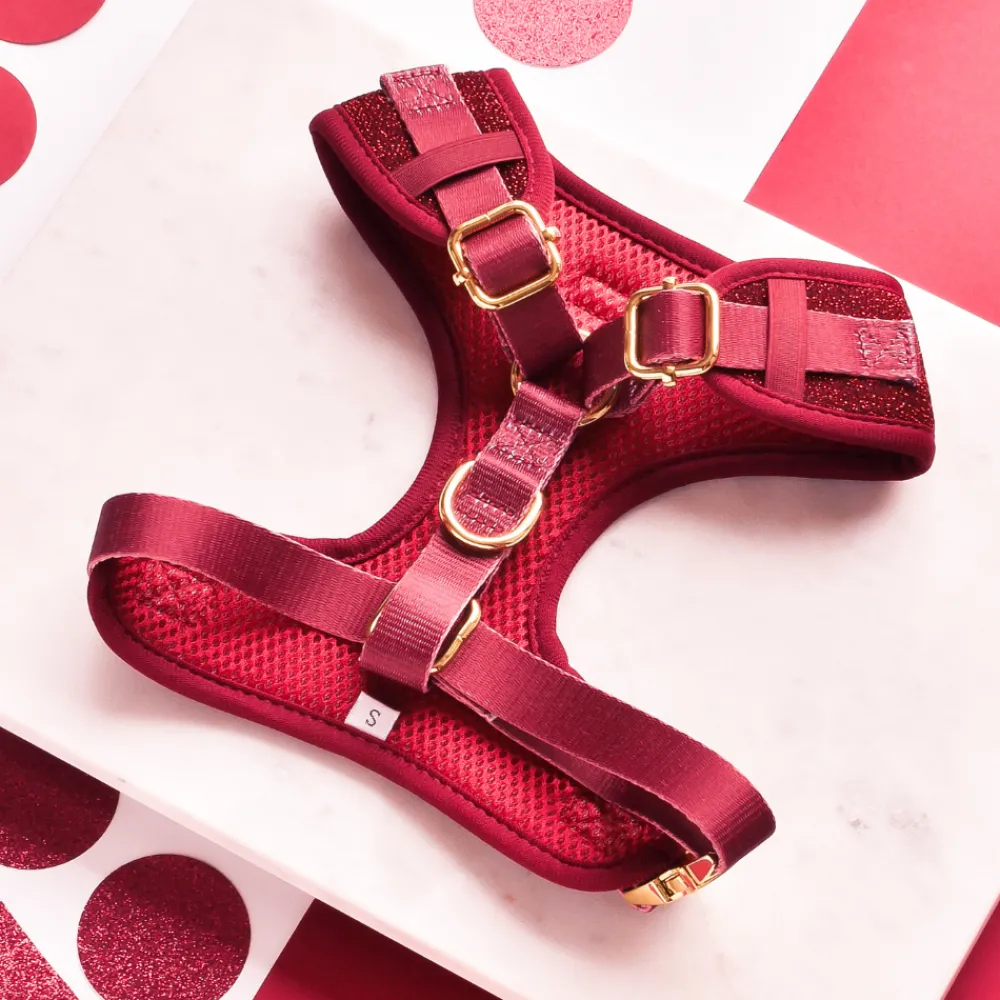 Cocopup Adjustable Neck Harnesses-Limited Edition Burgundy Sparkle Pup Adjustable Neck HARNESS