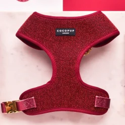 Cocopup Adjustable Harness Bundles-Limited Edition Burgundy Sparkle Pup Adjustable Neck Harness, Lead & Collar Bundle