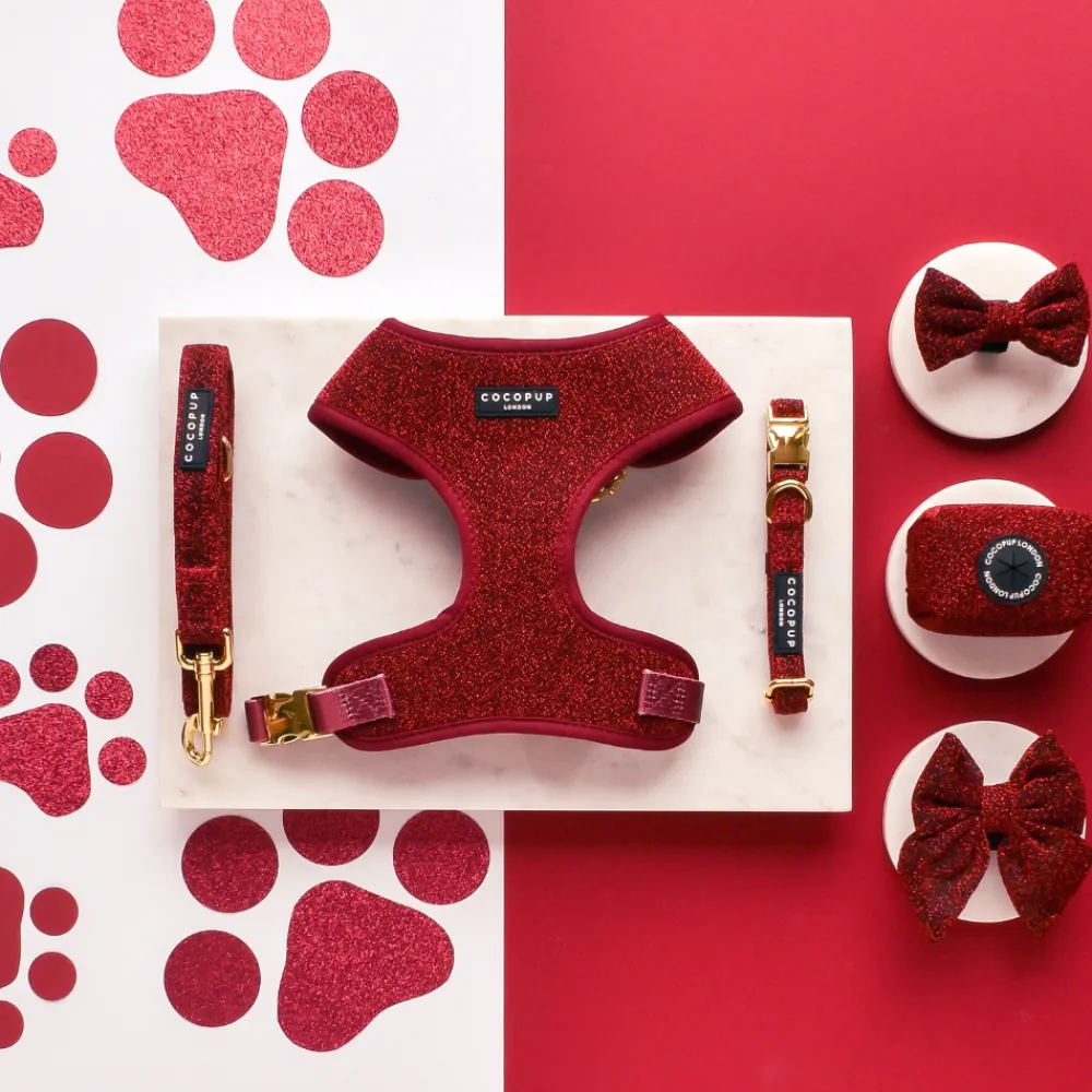 Cocopup Adjustable Neck Harnesses-Limited Edition Burgundy Sparkle Pup Adjustable Neck HARNESS