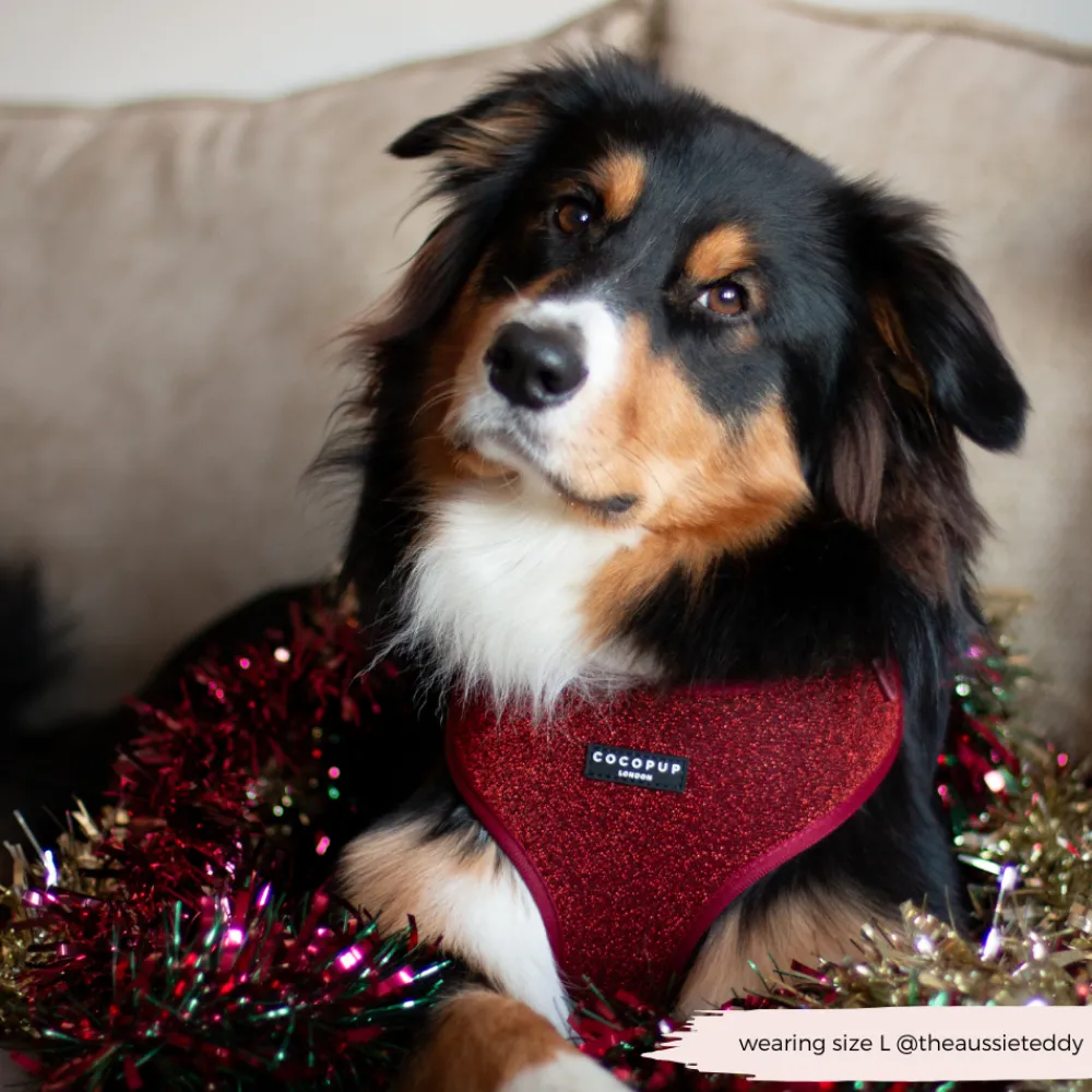 Cocopup Adjustable Neck Harnesses-Limited Edition Burgundy Sparkle Pup Adjustable Neck HARNESS