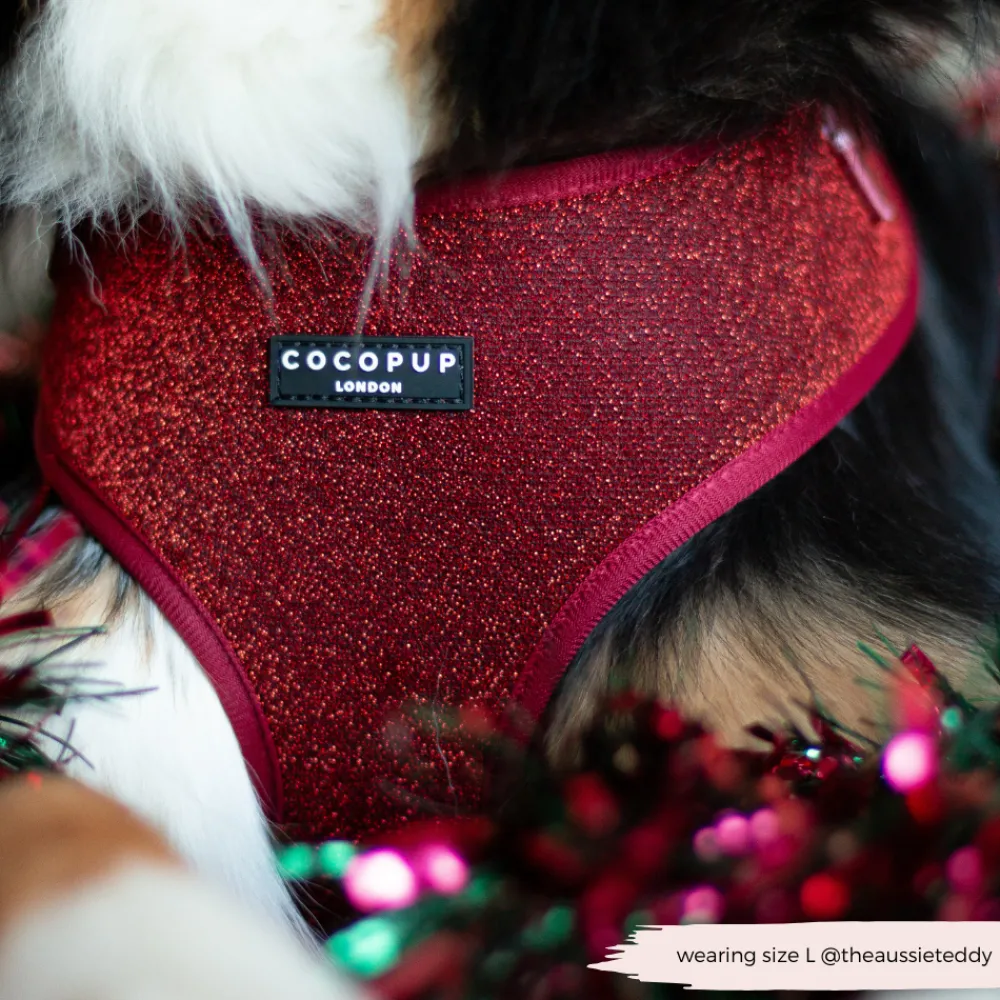 Cocopup Adjustable Neck Harnesses-Limited Edition Burgundy Sparkle Pup Adjustable Neck HARNESS