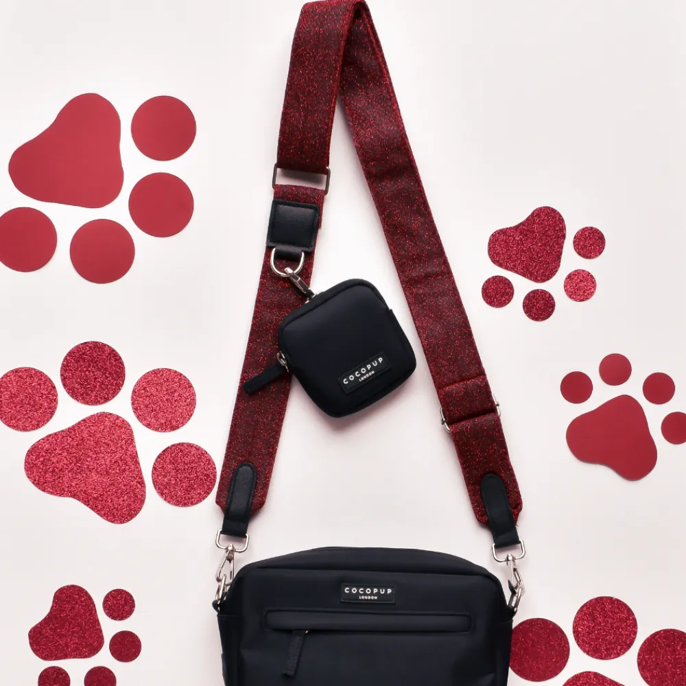 Cocopup Classic Bag Bundles-Limited Edition Dog Walking Black Bag - Burgundy Sparkle Pup