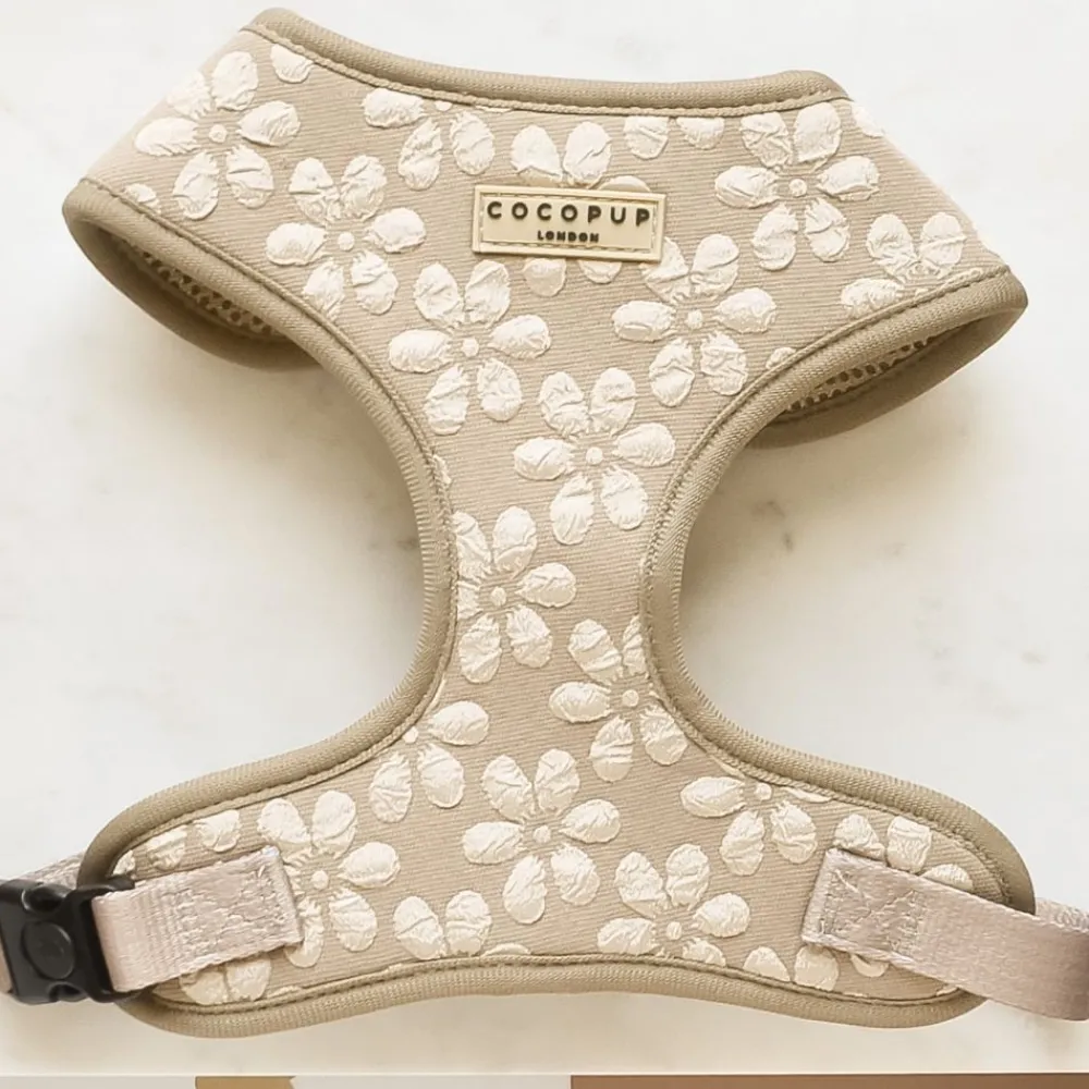 Cocopup Adjustable Neck Harnesses-Luxe Adjustable Neck HARNESS- Mocha Flower