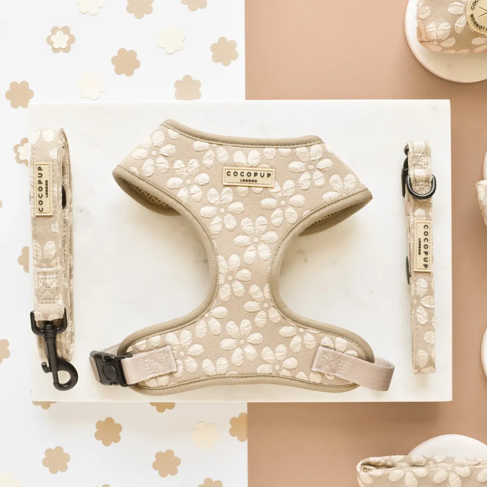 Cocopup Adjustable Neck Harnesses-Luxe Adjustable Neck HARNESS- Mocha Flower