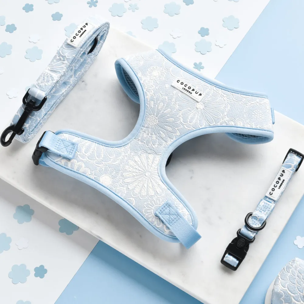 Cocopup Adjustable Neck Harnesses-Luxe Adjustable Neck HARNESS - Baby Blue Flower