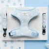 Cocopup Adjustable Harness Bundles-Luxe Baby Blue Flower Adjustable Neck Harness, Lead & Collar Bundle