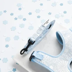 Cocopup Adjustable Harness Bundles-Luxe Baby Blue Flower Adjustable Neck Harness, Lead & Collar Bundle