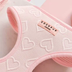 Cocopup Adjustable Harness Bundles-Luxe Baby Pink Heart Adjustable Neck Harness, Lead & Collar Bundle